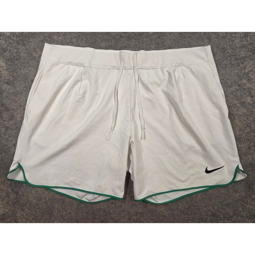 Nike Court Flex Gladiator Shorts Mens XXL 2XL White Green Tennis